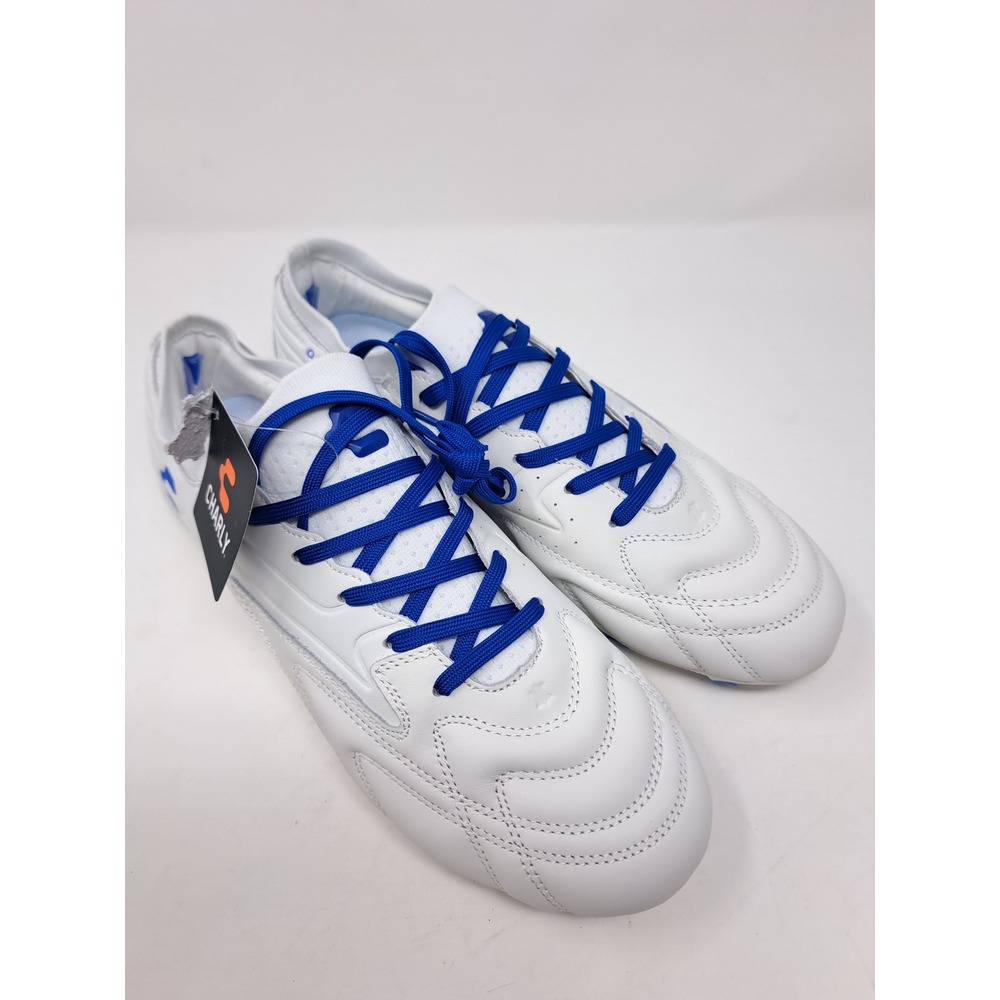 NEW Charly Onore Mens Soccer Cleats White Blue Leather Dynamic Plate Size US 10